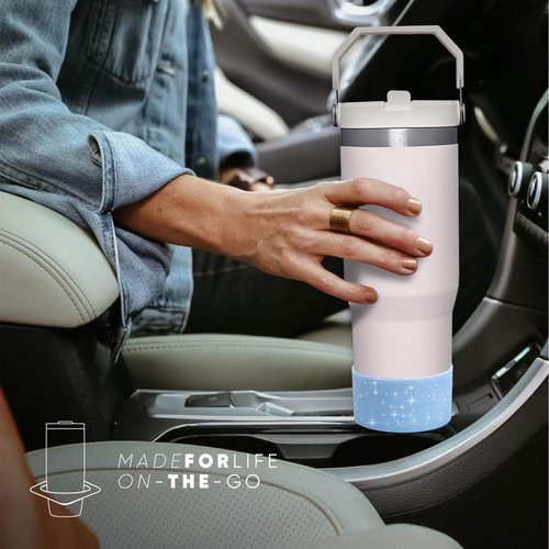 Sdakubby Protective Glitter Silicone Boot Compatible with Stanley Quencher 40oz, 30oz, 20oz, Accessories for Stanley/Owala/Hydro Flask Water Bottle, Bling Anti-Slip Sleeve Cover