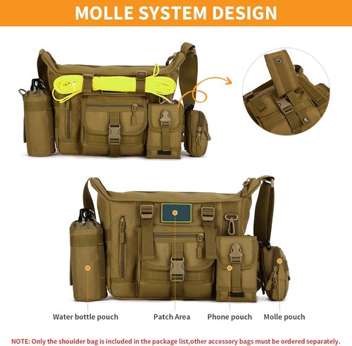 HUNTVP Tactical Messenger Bag Shoulder Bag Cross Body Bag Belt Sling Bags Laptop For Working Cycling Hunting Camping