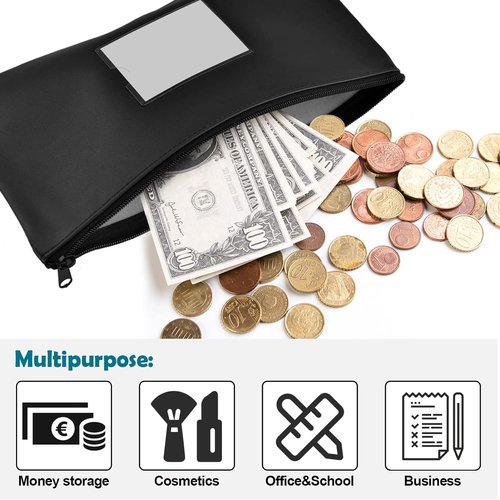 7 Pack Money Bags with Zipper for Cash | 11.25" x 6.25" | 7 Colors | Bank Deposit Bags, Cash Pouches with Zipper, Cash Register bag