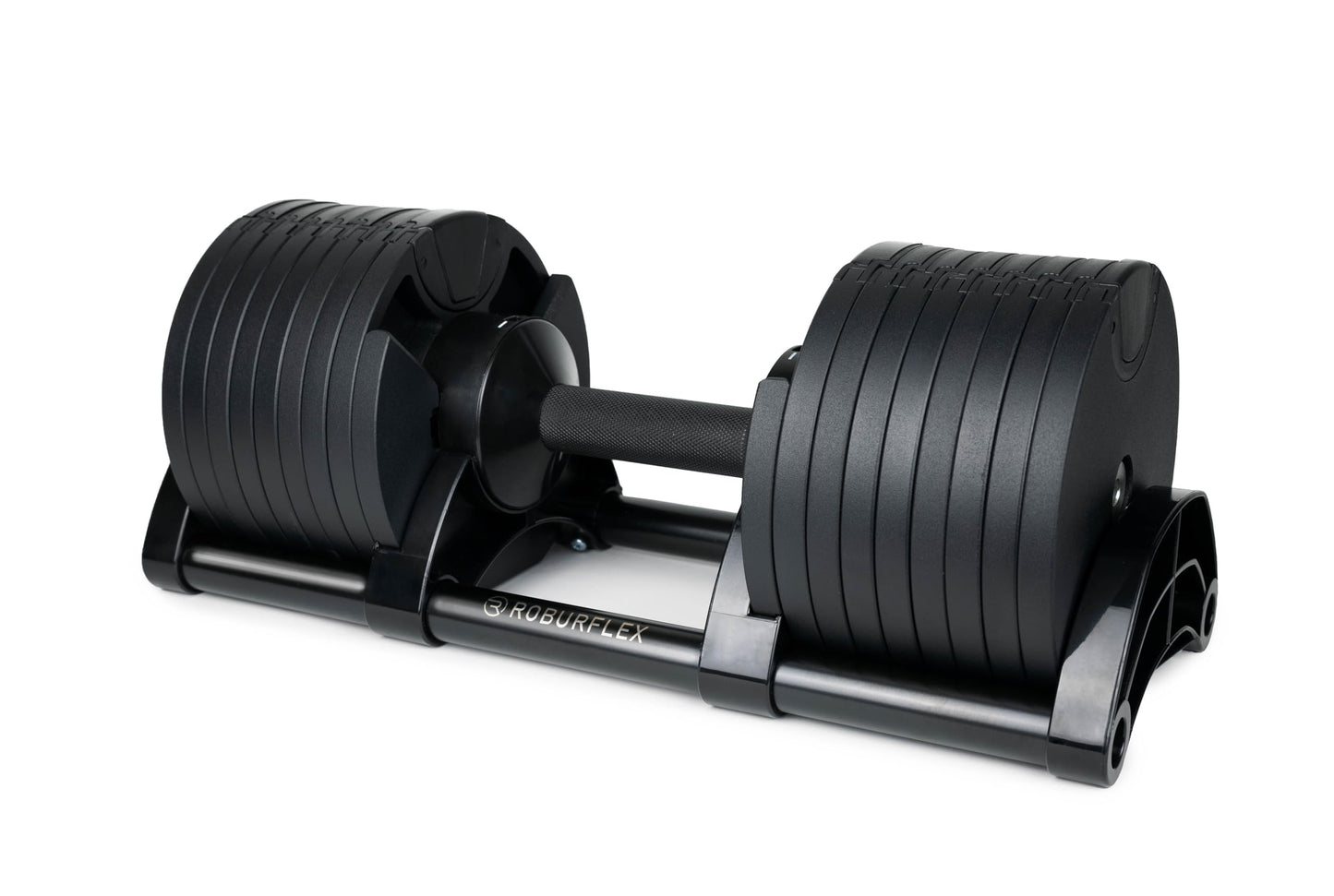 Adjustable Dumbbell (Single) by ROBURFLEX for Workout Strength Training Fitness Home Gym (BLACK - 80LB)