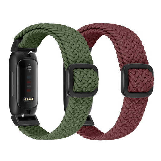 FTYQUEE Braided Stretchy Adjustable Straps Compatible for Fitbit Inspire 3/Inspire 2/Inspire HR/Inspire/Ace 3/Ace 2 for Women Men,Sport Elastic Nylon Cloth Wristbands for Fitbit Inspire