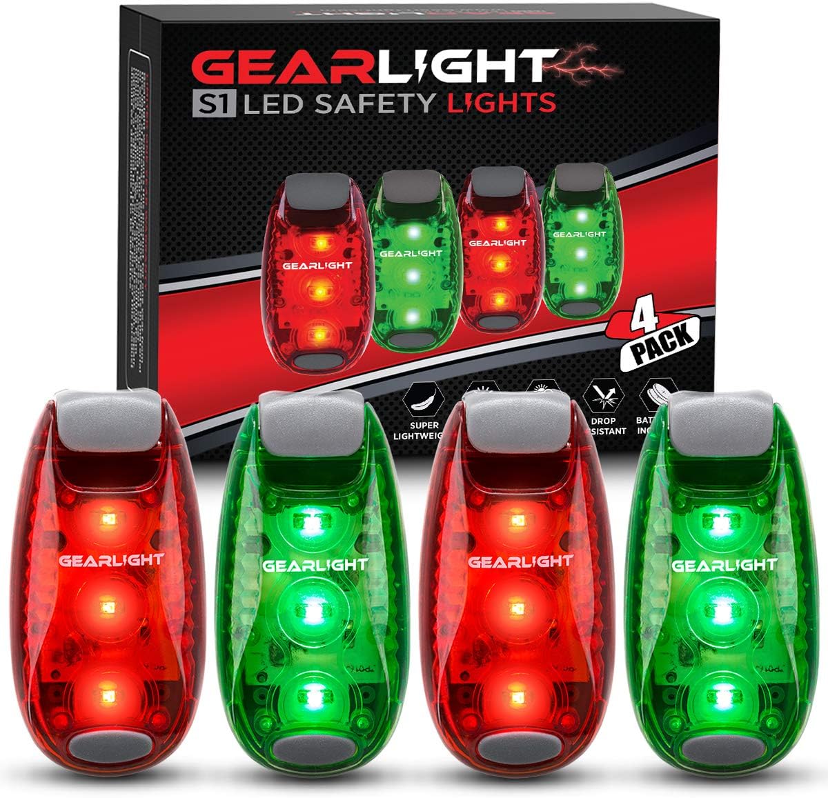 GearLight Rechargeable Bike Light, Bike Headlight and Tail Light Set, Powerful Front and Back Lights for Night Riding Safety, Night Riding Accessories, White Elephant Stocking Stuffer for Men