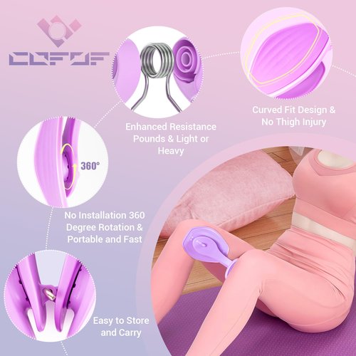 Thigh Master Thigh Exerciser for Women, Enhanced Resistance Hip and Pelvis Trainer, Inner Thigh Exercise Equipment Kegel Exercise Products for Women Home Gym(Purple)
