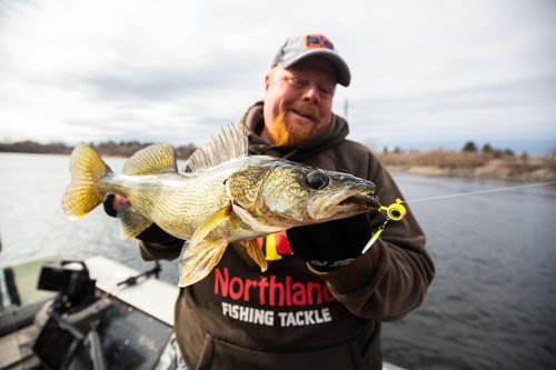 Northland Fishing Tackle Deep-Vee Spin Jig, Versatile Walleye Spinning Jig with Thumper Willow Blade, Multi-Species Lure, Essential Fishing Bait, 3/8 Oz, Walleye