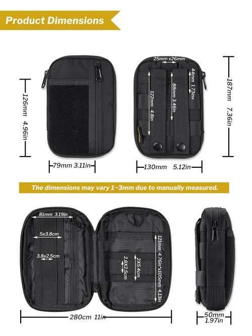 VIPERADE VE30 Molle Pouches Small EDC Pouch,Compact Belt Pouch for Men,EDC Pouch Pocket Organiser with Patches Area,Adjustable Molle Backpack Pack Pocket for Camping Bush Craft/Hiking/Traveling