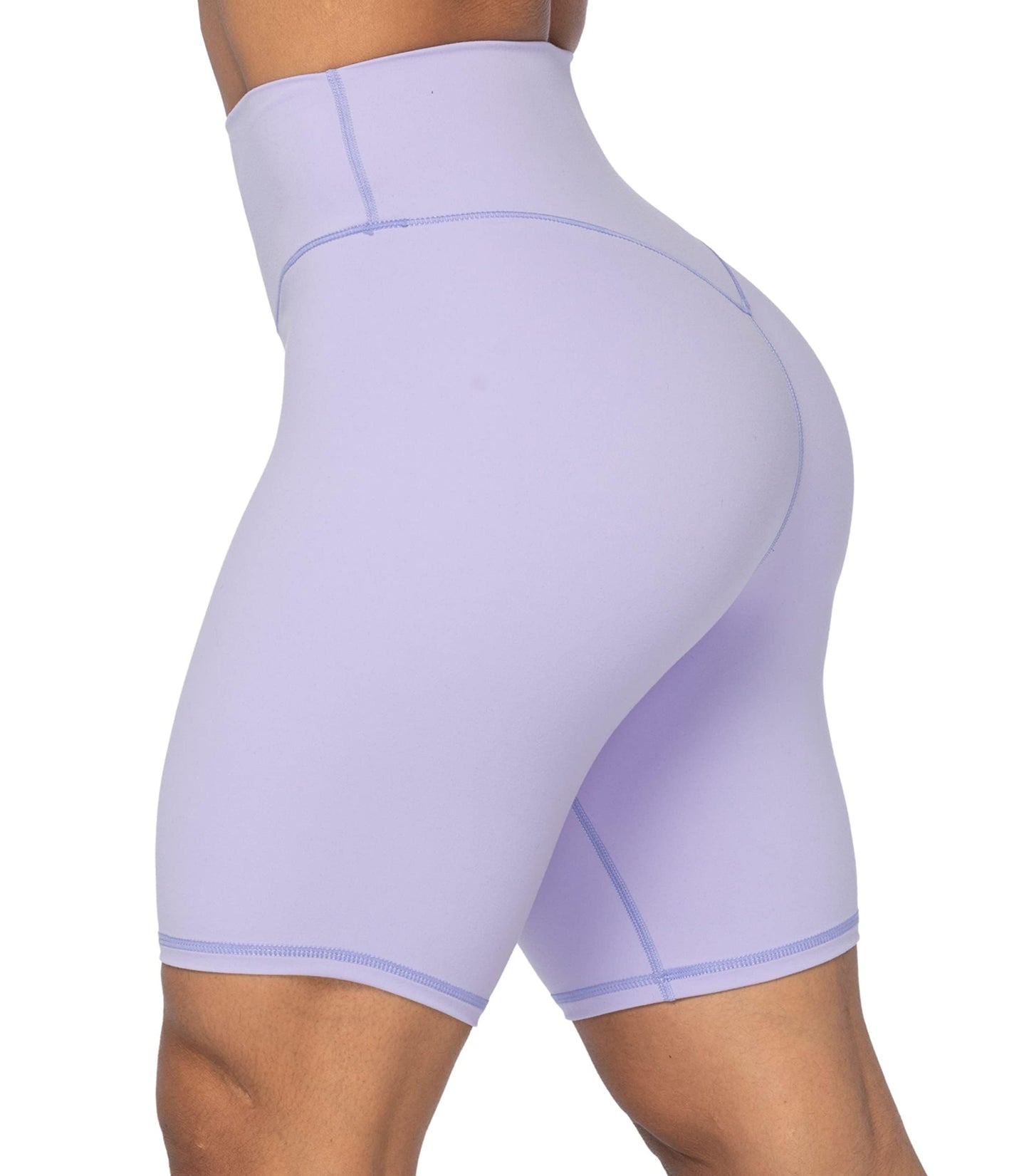 Sunzel No Front Seam High Waist Biker Shorts for Women, Squat Proof Yoga Workout Gym Bike Shorts 8" Lilac Medium