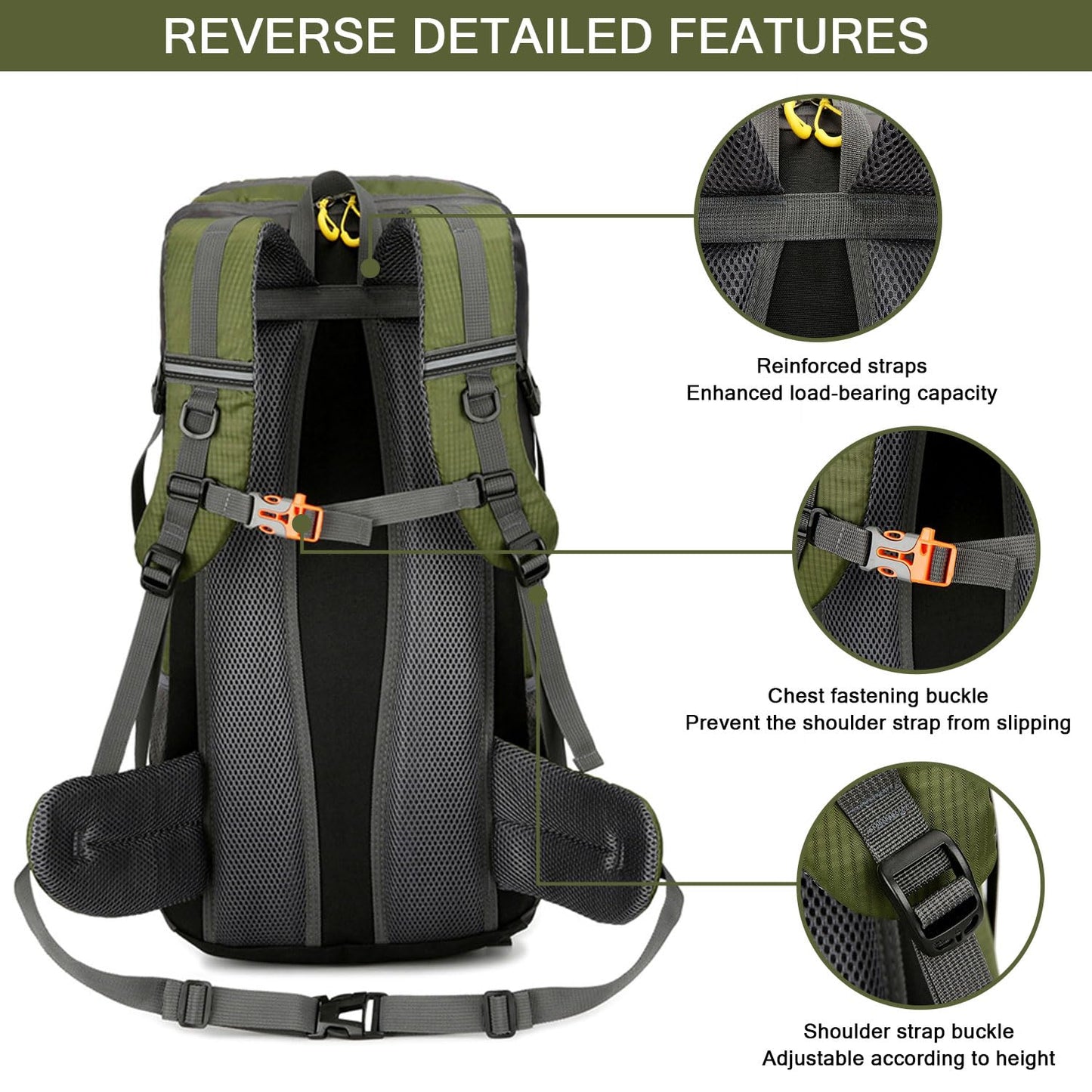 Favuit Hiking Backpack 30L, Lightweight Travel Backpack Camping Essentials Bag Outdoor Sport Daypack for Men Women Trekking Hunting Adventure Gear (Green)