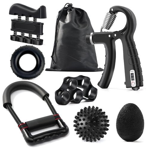 SOUFORCE Hand Grip Strengthener Kit (7 Pack), Adjustable Grip Strength Trainer, Forearm Workout Trainer, Finger & Hand Strength Exerciser for Muscle Building & Grip Strength Recovery