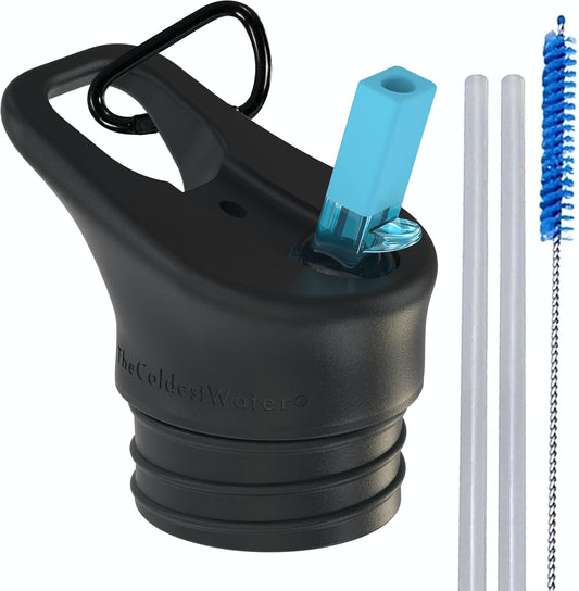 The Coldest Water Insulated Standard Mouth Size 2.0 - Hydro Sports Straw Cap Flip Top Lid - Multi-Compatible with Standard Flask Mouth Size Stainless Steel Water Bottles