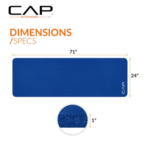 CAP High Density Exercise Mat with strap, 74"x24"x1 - Blue