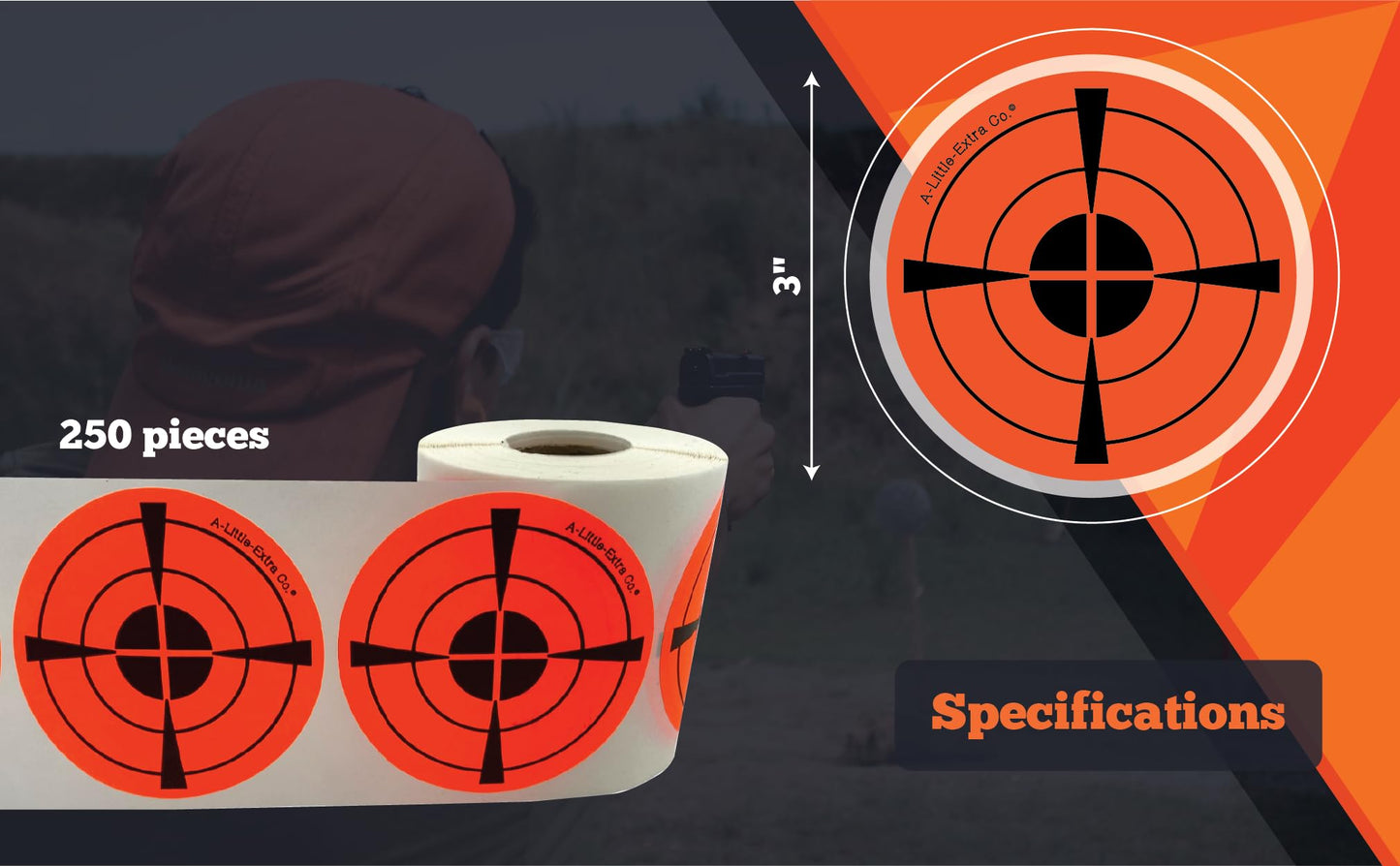 3”inch Fluorescent Orange Adhesive Shooting Target 250 PCs Roll
