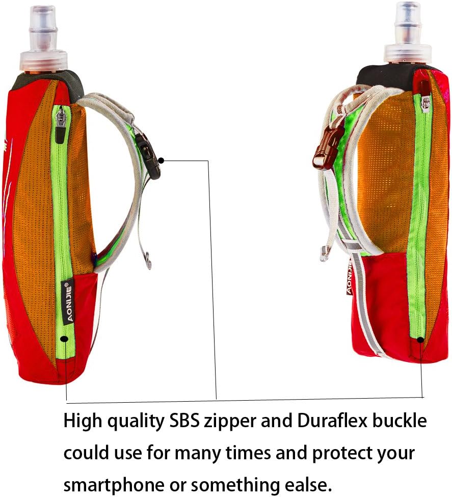 Geila Handheld Water Bottle for Running, 17 oz Grip Handheld Bottle with Hand Strap Hydration Pack, Sport Soft Flask