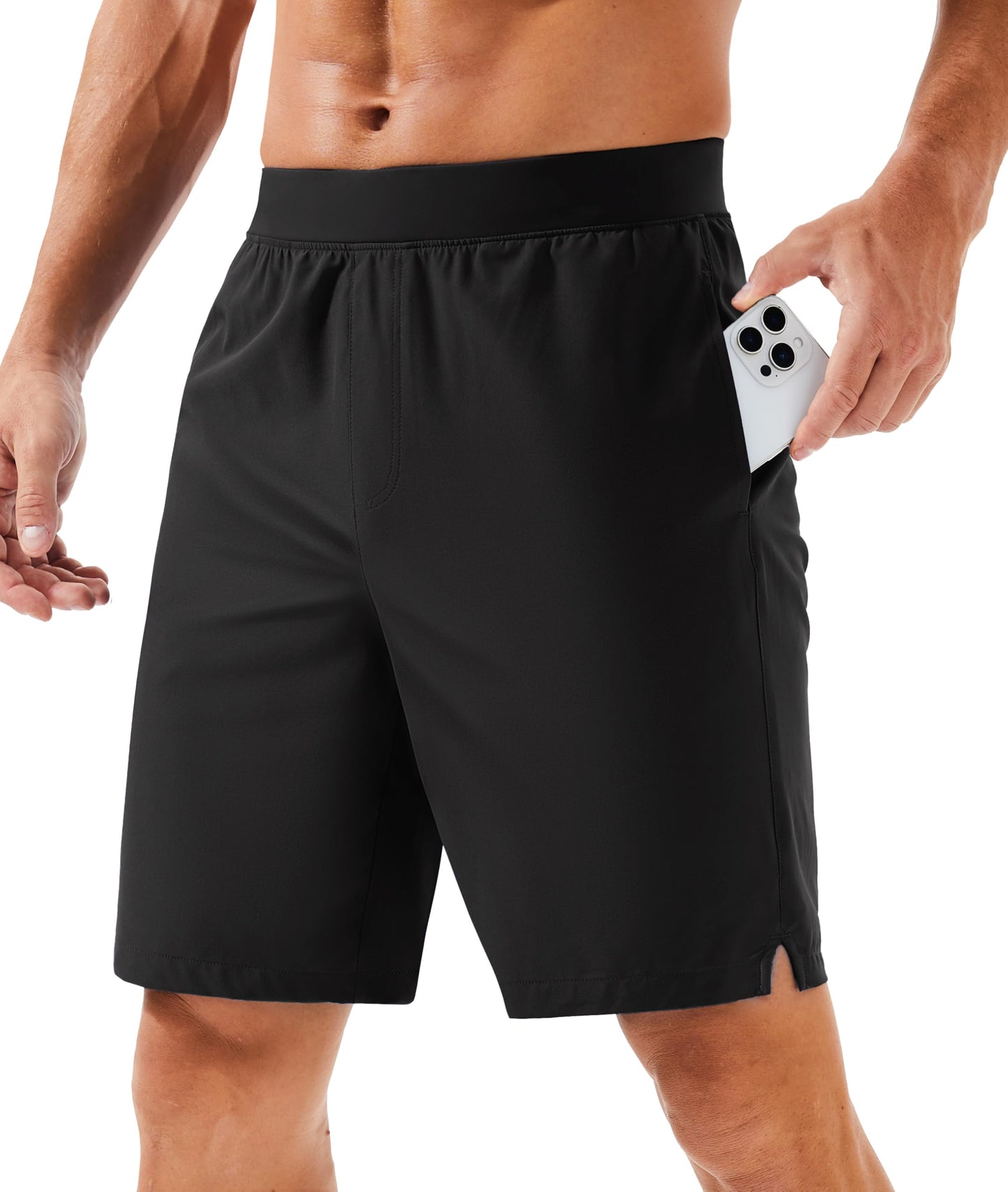 MAGCOMSEN Men's Running Athletic Shorts 8 Inch Inseam Quick Dry Lightweight Workout Gym Sports Hiking Shorts UPF 50+ Black 38