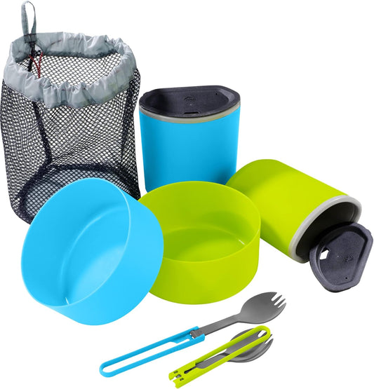 MSR 2-Person Camping Mess Kit - Lightweight, Durable Cookware Set in Blue & Green