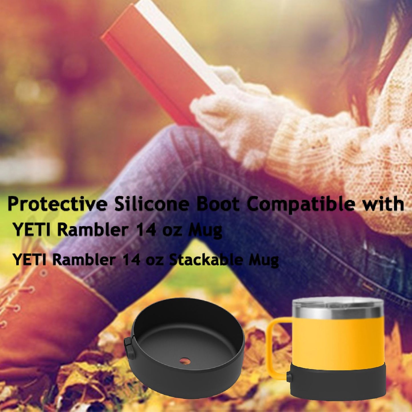 Mug Protective Boot Compatible with YETI Rambler 14 oz Silicone Boot Bottom Sleeve/YETI Rambler 14 oz Stackable Mug Bottom Protector/Anti-Slip Bottom Sleeve Cover /YETI Rambler 14 oz Accessories