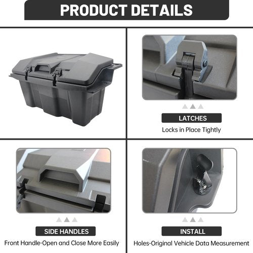 CUSAUTV 73QT Rear Cargo Box Storage Box Compatible with Polaris RZR PRO XP/Turbo R 2020-2023 Accessories, UTV Forward Cargo Storage Bin Water Resistant Tool Bed Box with Lid Repalce #2883751