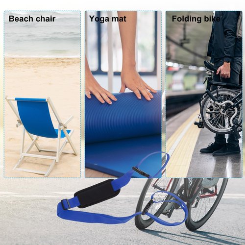 PATIKIL Carrying Beach Chair Straps, 2 Pack Adjustable Beach Chair Straps Shoulder Carrying Straps for Folding Chair Backpack, Dark Blue