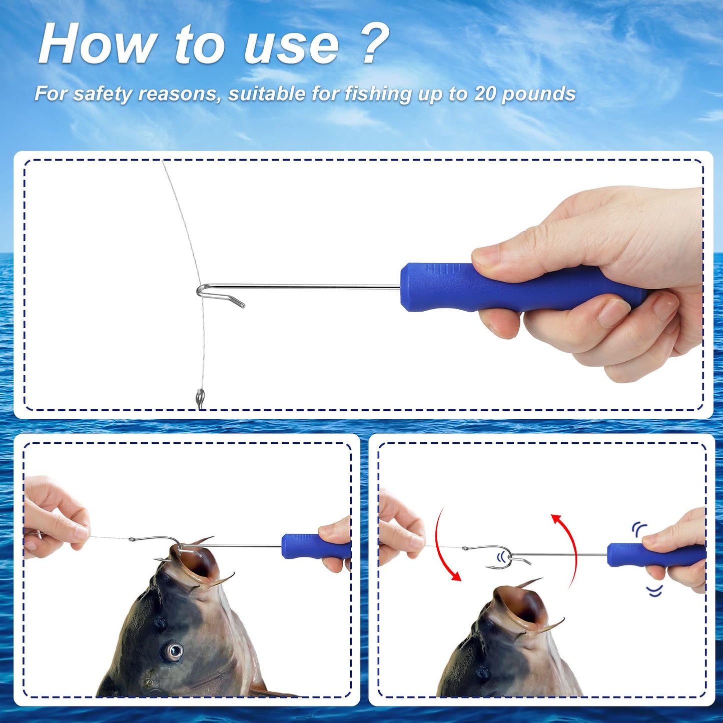 Fish Venting Tool with 1 Fish Hook Removers and 3 Stainless Steel Various Size Venting Needle, Fish Remover Tool for Saltwater and Freshwater Fishing Tools