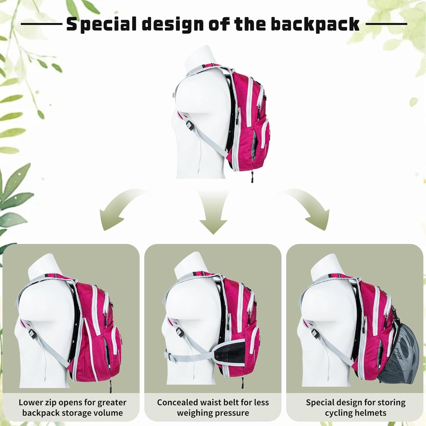 ONTYZZ Bicycle Backpack 12L Unisex Nylon Waterproof Bicycle Shoulder Rucksack Travel Backpack