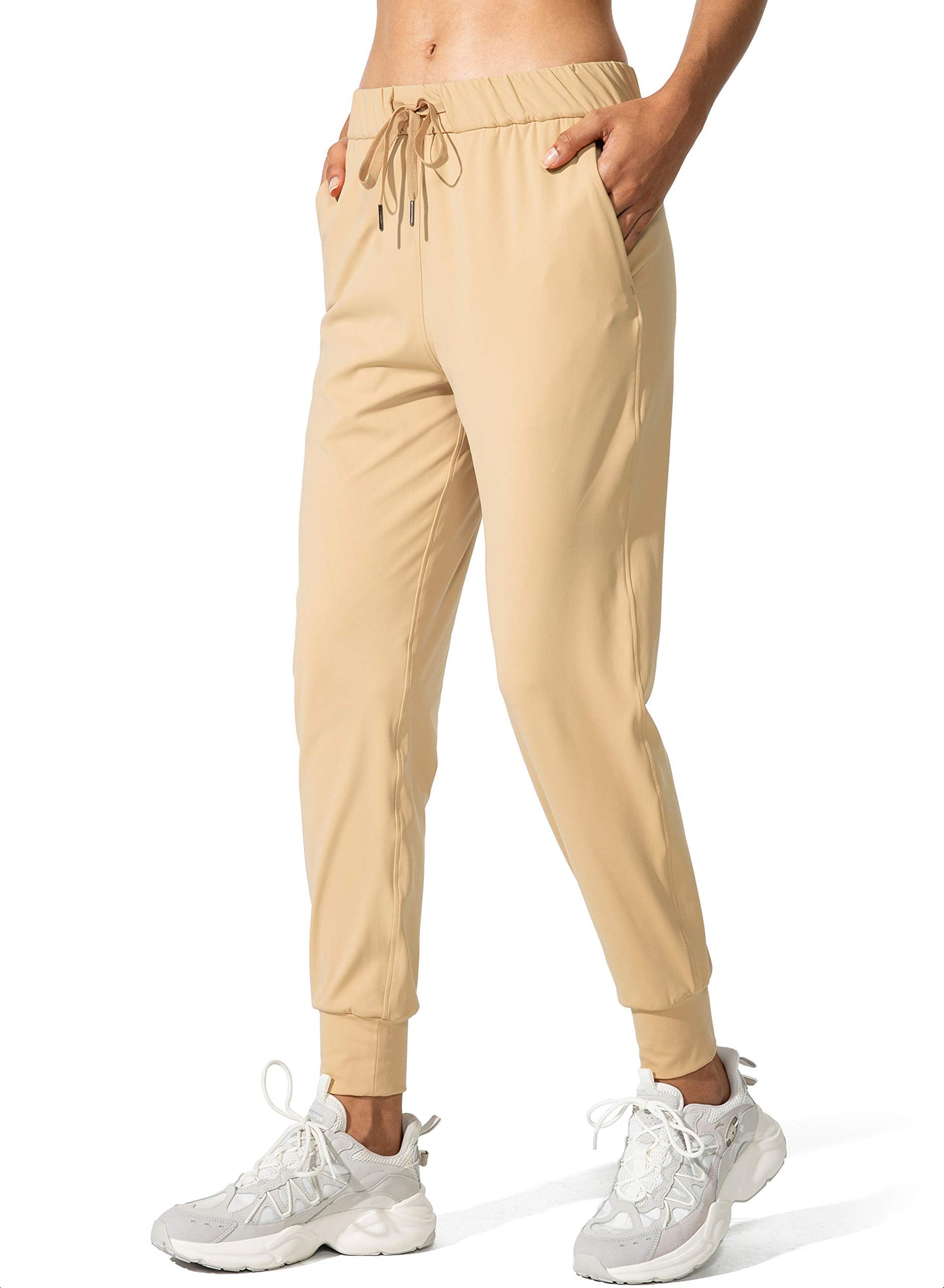 SANTINY Women's Joggers Pants Pockets Drawstring Running Sweatpants for Women Lounge Workout Jogging(Beech Wood_S)