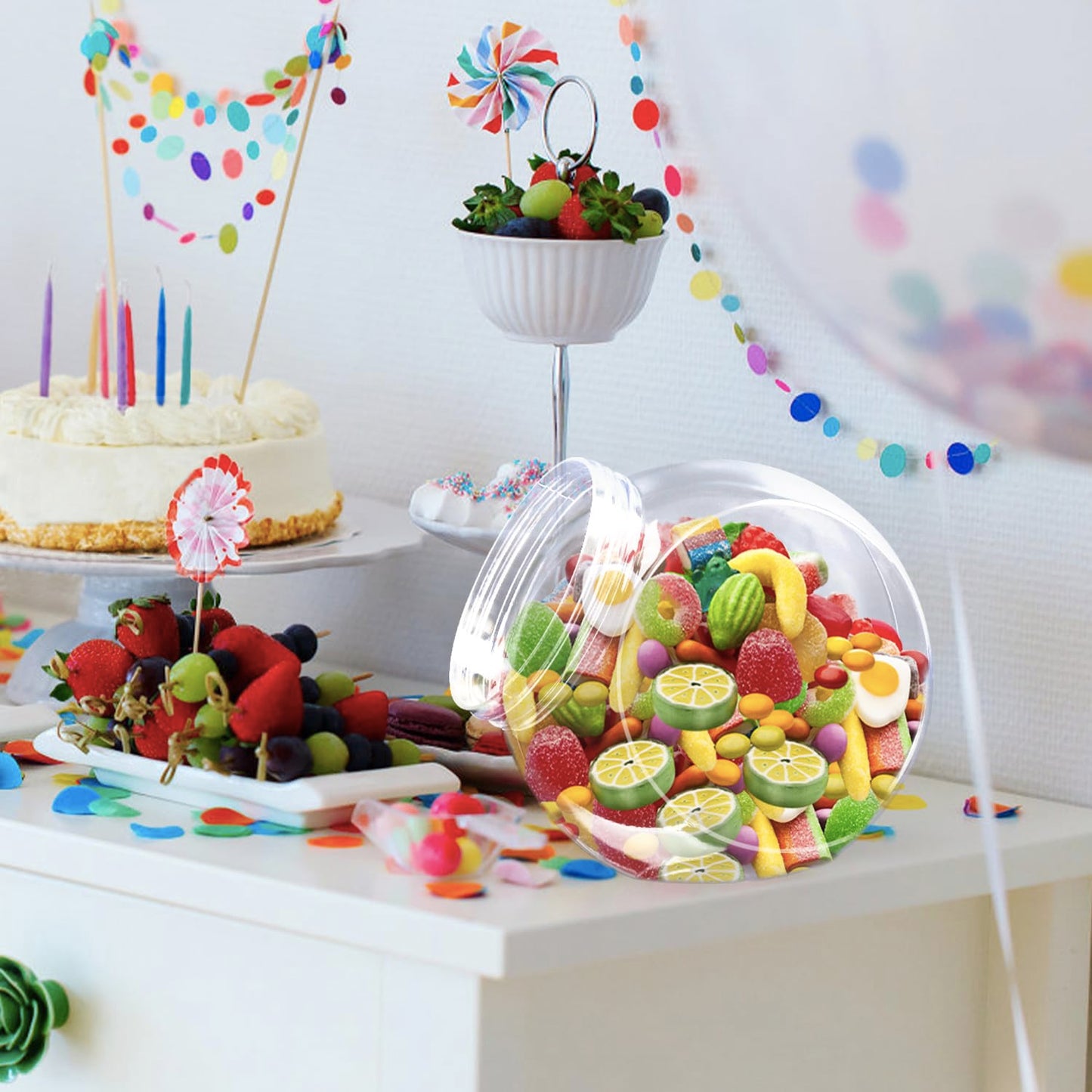 Candy Jar,Cookie Jar Cookie Containers Candy Jars with Lids,4 Pack Plastic Candy Jars for Candy Buffet and Party Table, Candy Buffet Containers, Cookie Jars Dry Food Jars-48 oz (25.4oz)