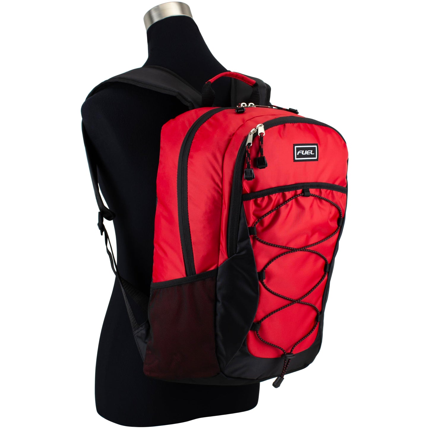 FUEL Sport Backpack w/Multiple Compartments & Bungee Great for Sports, Travel, Leisure, Classroom, Outdoors, Hiking - Red