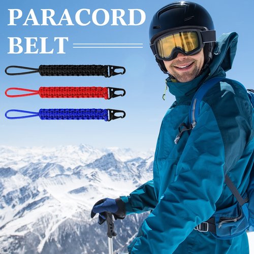 Shappy 3 Pcs Paracord Keychain Weave 550 Paracord 9 Inch Tactical Lanyard Wallet Accessories Camping Fishing Hunting Outdoor (Black, Red, Royal Blue)