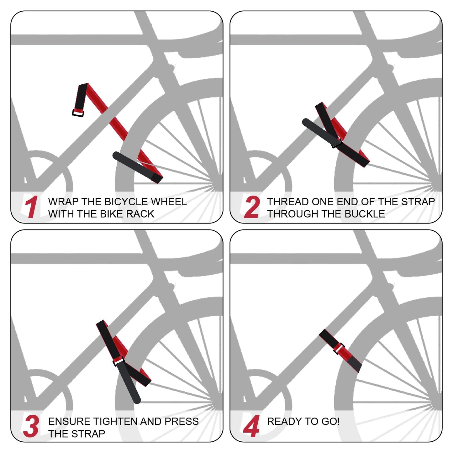 GDSZDDXX Heavy Duty Stitch Bike Straps for Rack, Premium 2PCS Adjustable Bike Rack Straps with Anti-Slip Gel Grip, Hook and Loop Bicycle Wheel Stabilizer Strap for Transportation and Storage