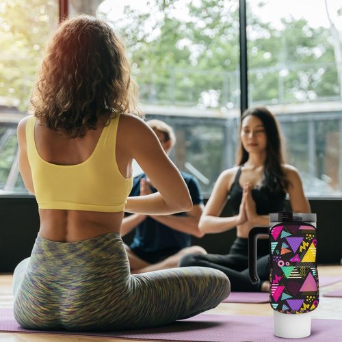 WtallasiSei Retro 80s 90s Geometric Water Bottle Pouch & Armband for Stanley Cup Accessories Yoga Gym Sports Water Bottle Bag for Men Women Hiking Running