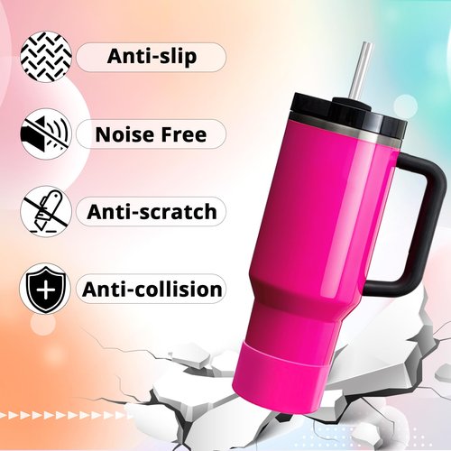 Neon Matte Luster Protective Silicone Boot with Letter Charm for Stanley/Simple Modern cup 20-40oz, Anti-Slip Sleeve Cover for More Tumblers and Water Bottles with 2.8-2.95in Base (Electric pink-M)