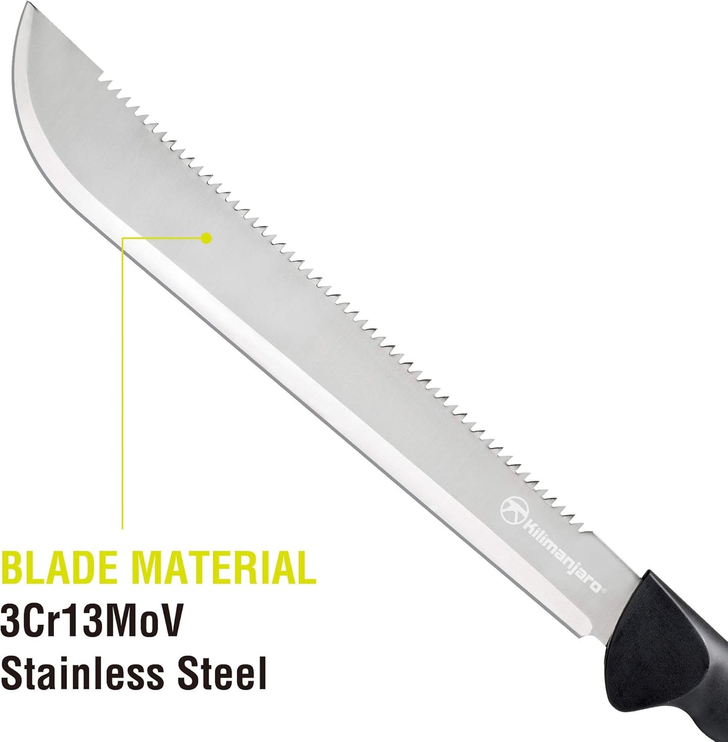 Kilimanjaro 21 Inch Stainless Steel Machete with Serrated Back and Black Finish, Outdoor Survival, Cutting, Hiking, Camping, Outdoor Adventures - 910040