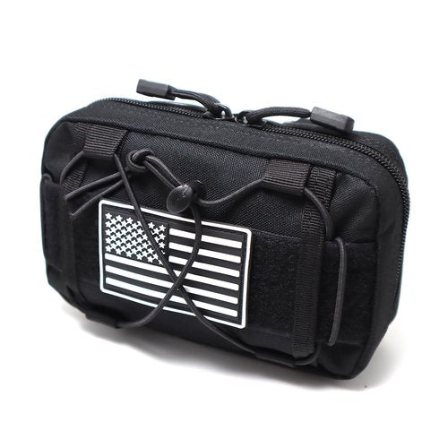 Tactical Molle Admin Pouch Compact Utility EDC Tool Bag with Shoulder Strap Portable Fanny Waist Pack Belt Waist Pouches Bag for Tactical Accessories (Black)