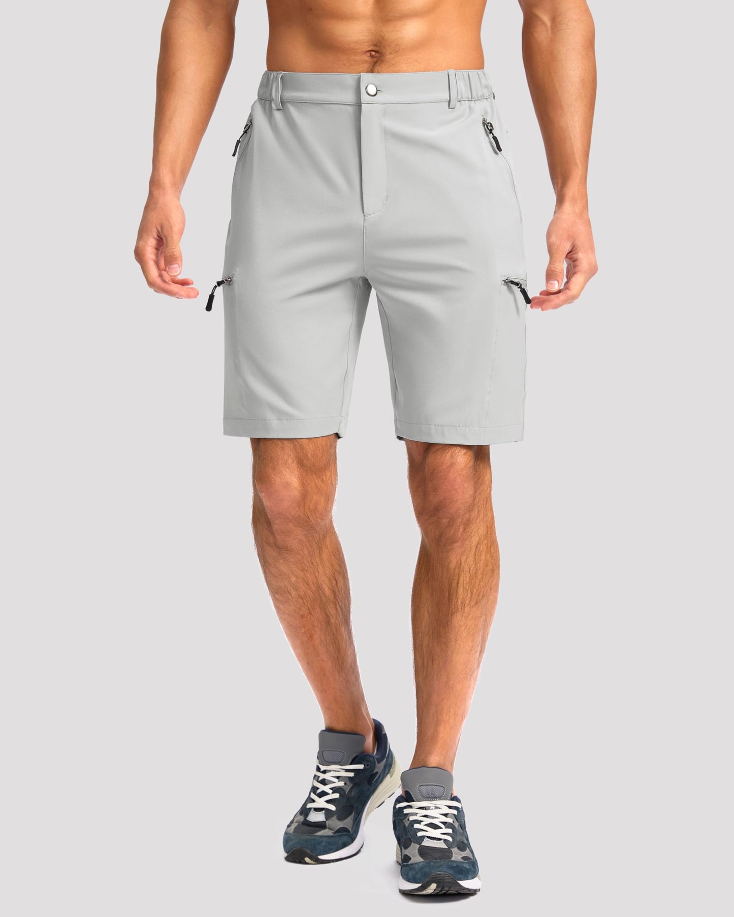 G Gradual Mens Hiking Cargo Shorts with 4 Zipper Pockets 9" Quick Dry Lightweight Casual Work Shorts for Men Golf Fishing(Bright Grey,XXL)