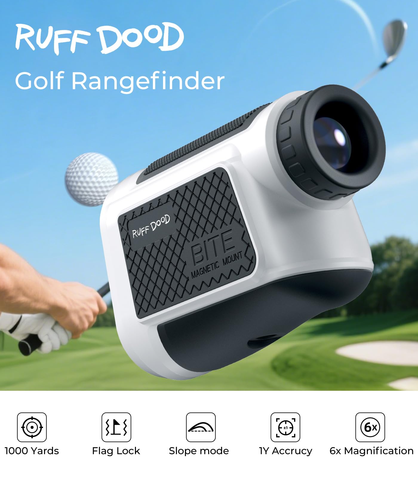 Golf Rangefinder with Magnetic - 1000 Yards Laser Range Finder with Slope Compensation & USB-C Rechargeable Battery for Golf