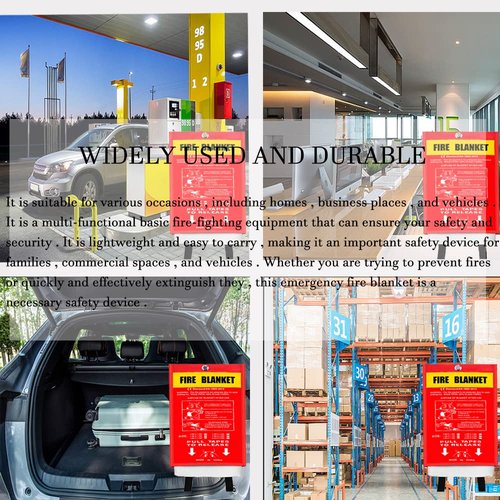 ZGYBY Emergency Fire Blanket 2 Pack, X-Large Red Glass Fiber Fire Resistant Blanket, 47 * 47in, Suitable for Home, School, Fireplace, Grill, Car, Office, Warehouse etc.