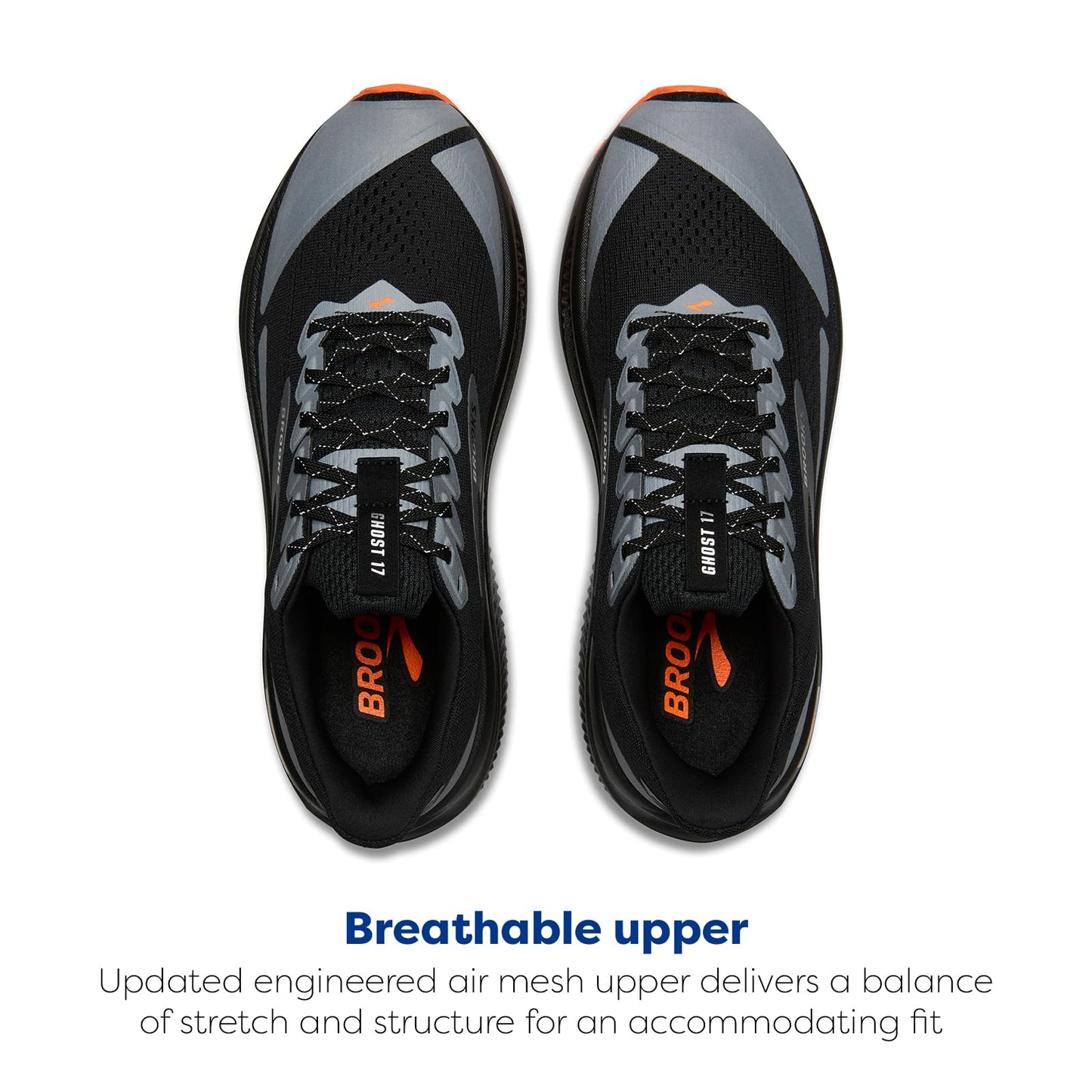 Brooks Women’s Ghost 17 Neutral Running Shoe - Black/Orange - 10.5 Medium