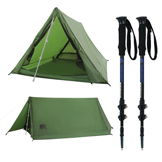 2-Person Ultralight Trekking Pole Tent & Collapsible Aluminum Hiking Sticks by Underwood Aggregator