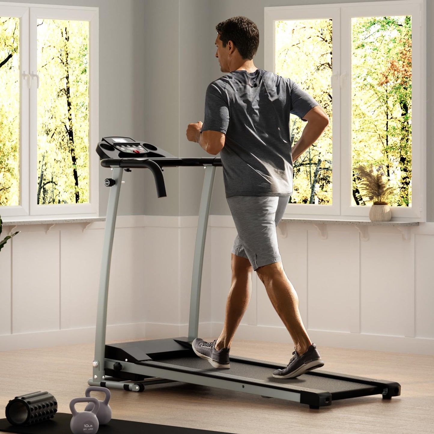 Goplus Foldable Treadmills for Home, Freestanding Folding Treadmill with 12 Preset Programs, Adjustable LCD Display, Pulse Sensors, Portable Compact Treadmill for Walking and Jogging (Black)