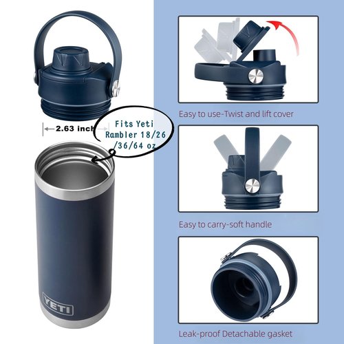 Straw Lid and Spout Lid for Yeti Rambler 26 oz 36 oz 18 oz 46 oz 64 oz Water Bottles, Replacement Caps
