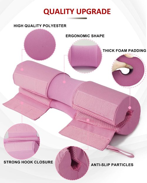 Barbell Squat Pad Set Nylon Padding AntiSlip- Thick Foam Barbell Pad for Squats Cushion,Lunges&Bar Padding for Hip Thrusts -Standard Weight Bar Pad -With Wrist Straps Weightlifting (Ankle-Pink)