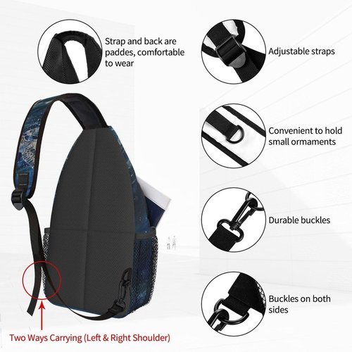 NiuKom Turtle Oil Painting Sling Bag For Women Crossbody Shoulder Bag Casual Daypack Backpacks Men Chest Bag Gym Cycling Travel Hiking