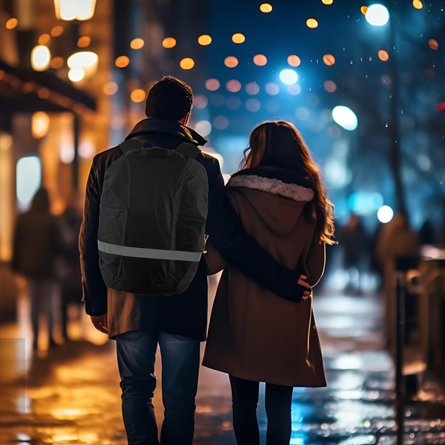 Jeffdad Waterproof Backpack Rain Cover, Foldable Hi-Visibility Reflective Strips Anti-dust Ultralight Rain Cover for Hiking Camping Cycling Traveling (26-40L)(Black)