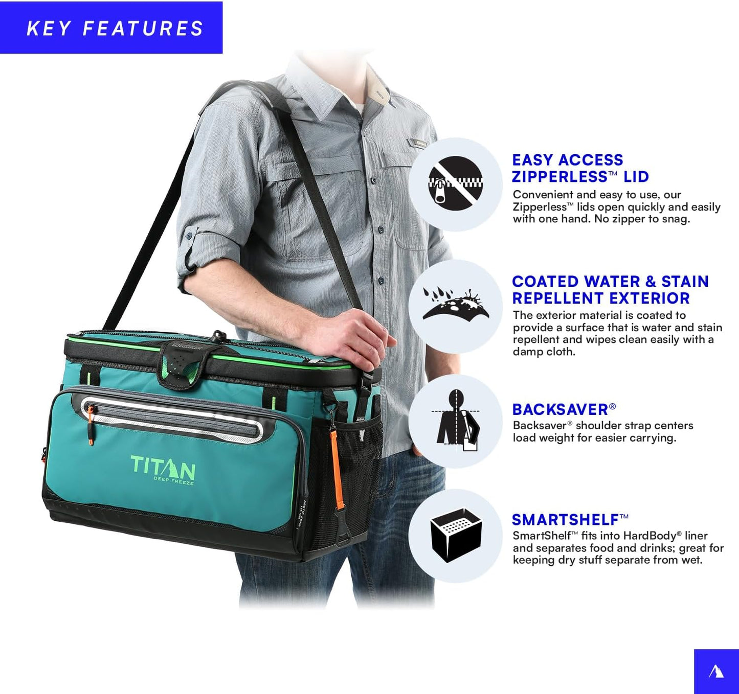 Titan by Arctic Zone 30 Can Zipperless Soft Cooler with HardBody Liner