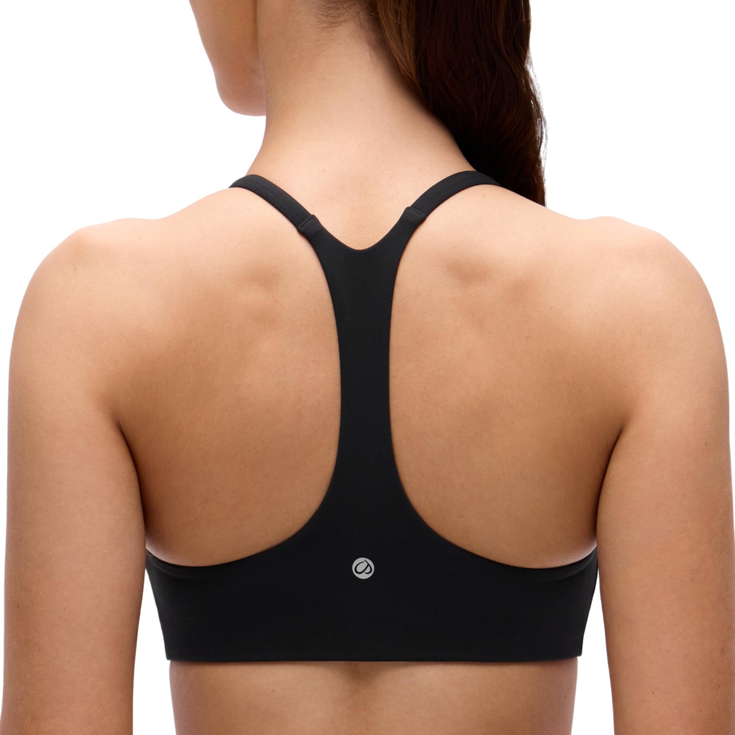 CRZ YOGA Butterluxe Low Coverage V Neck Sports Bras for Women - Spaghetti Straps Racerback Padded Yoga Top Black Medium