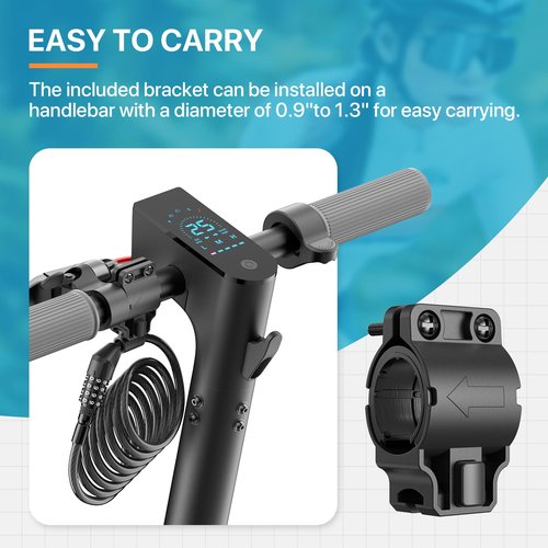 Cable Lock with Holder,Scooter Lock for Electric Scooter Adults, Bikelock with 4 Digit Resettable Combination, 5.9 FEET Long,0.39in Diameter