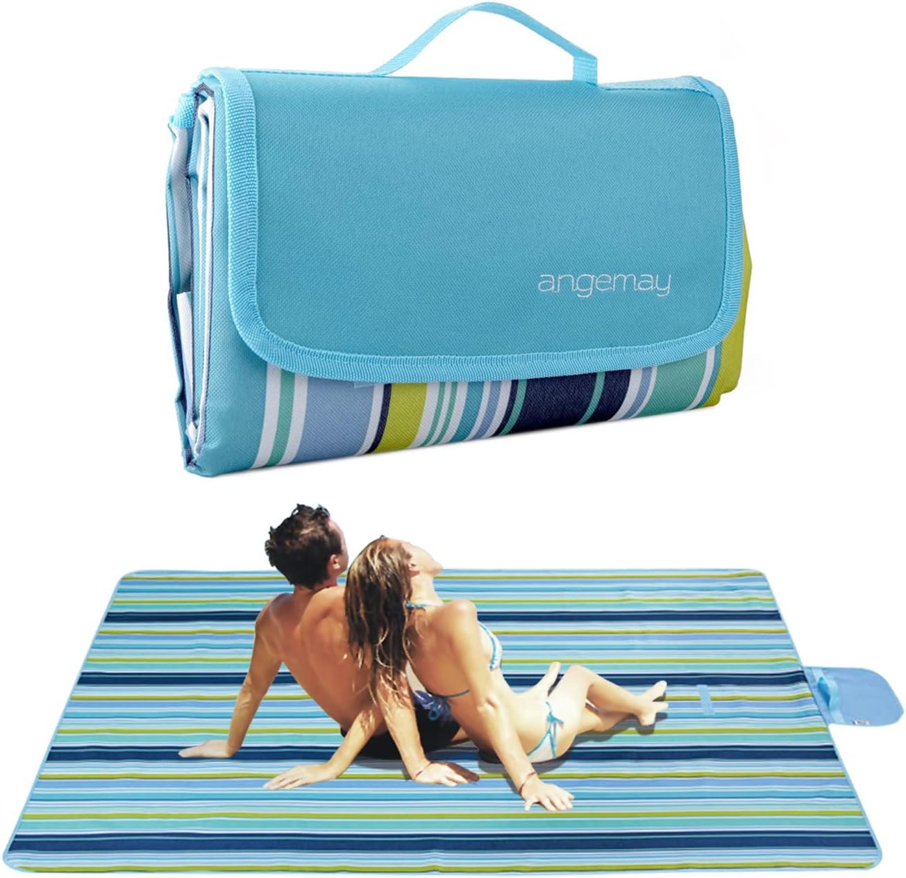 Angemay Outdoor & Picnic Blanket Extra Large Sand Proof and Waterproof Portable Beach Mat for Camping Hiking Festivals