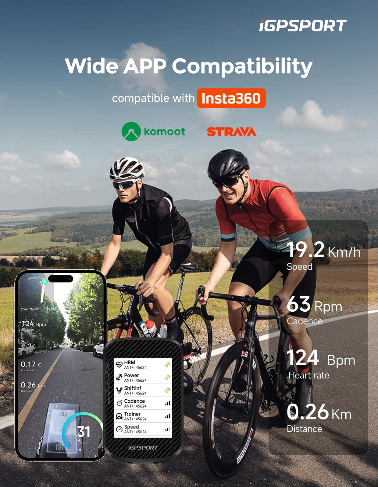 iGPSPORT BSC300T Wireless Bike Computer GPS, Touchscreen Offline MAP Navigation Off Course Warning Compatible with Insta360, for Ebike Road Bike MTB (Touch Screen&Button)