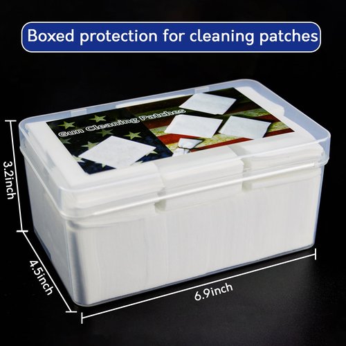 Highly Absorbent Gun Cleaning Patches for Firearms, 2" Gun Cleaning Cloths Lint Free for 5.56-9mm/.38-.45 Cal,900 PCS Thick Gun Patches in Storage Box, Fit for Most Caliber Gun Cleaning Supplies