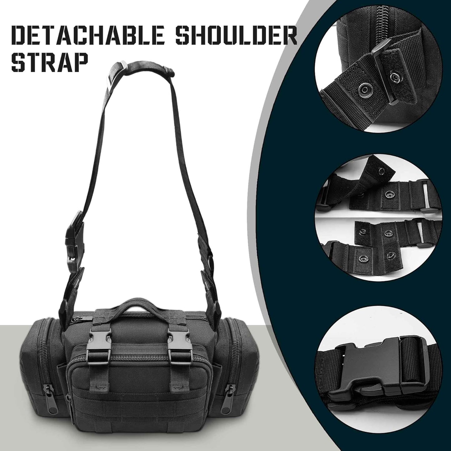 3P Military Duffel Waist Bag, Molle Bicycle/Motorcycle Waterproof Fanny Packs Camera Bag Camo EDC Utility Pouch Crossbody with Shoulder Strap Hand Carry