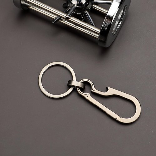 COMNICO Carabiner Keychain Clip Titanium Alloy Minimalist Key Chains Metal Bottle Opener Belt Spring Snap Key Hook Quick Release for Outdoor Camping